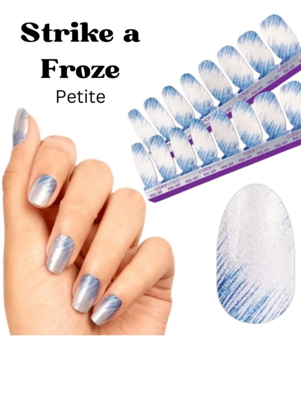 Color Street Nail Polish Strips petite Strike a Froze FDS654 16pcs NIP - Picture 4 of 7